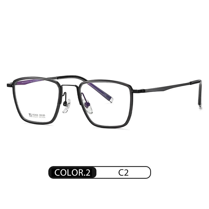 Hotochki Women's Full Rim Polygon Titanium Alloy Eyeglasses 92323 Full Rim Hotochki C2