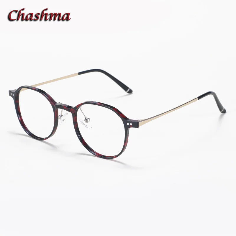 Chashma Ochki Unisex Youth's Full Rim Round Ultem Eyeglasses 2186 Full Rim Chashma Ochki Red Leopard  