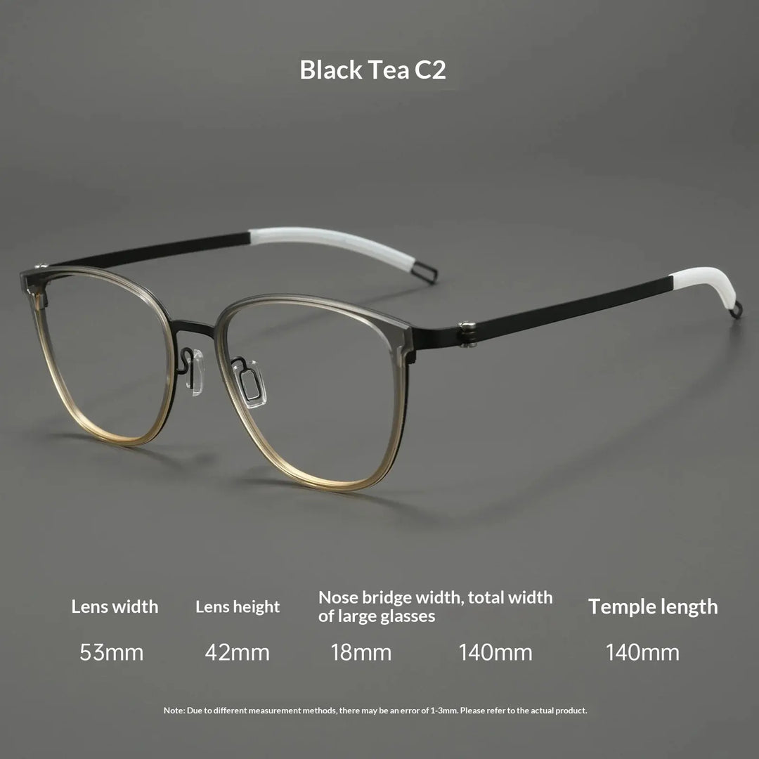 Aror Full Rim 212330 140mm Screwless Square Titanium Unisex Frames FuzWeb