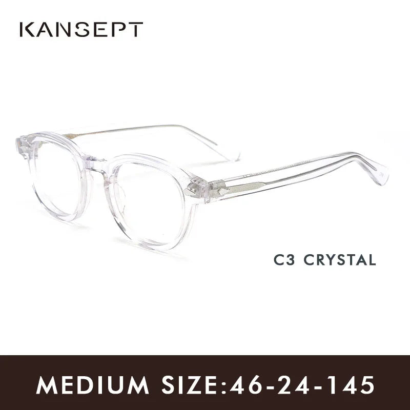 Kansept Unisex Full Rim Round Thick Acetate Eyeglasses 24145 Full Rim Kansept Crystal-46 CHINA 