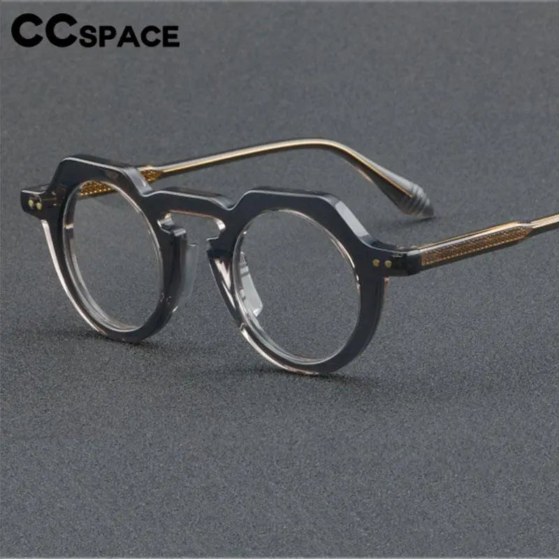 CCspace Women's Full Rim Flat Top Round Acetate Eyeglasses 56936 Full Rim CCspace   