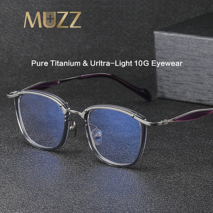 Muzz Unisex Full Rim Square Titanium Acetate Eyeglasses 6061 Full Rim Muzz   