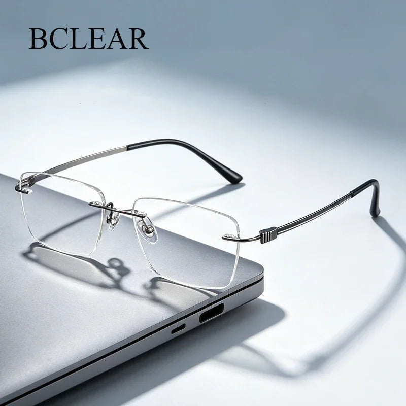 Bclear Men Rimless Square Titanium Eyeglasses MY-6069