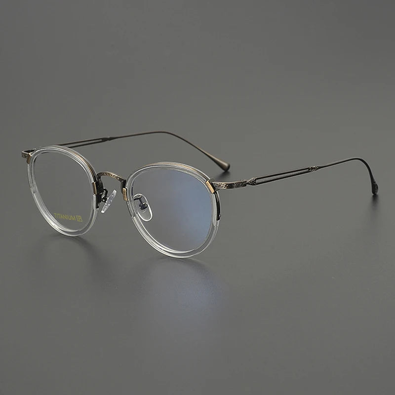 Nobler Unisex Full Rim Oval Square Acetate Titanium Eyeglasses 98001