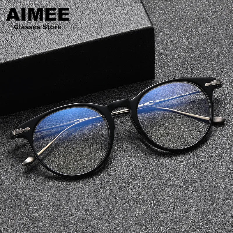 Aimee Unisex Full Rim Round Titanium Acetate Eyeglasses 5889 Full Rim Aimee   