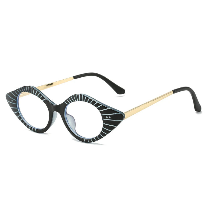 CCSpace Women's Full Rim Small Cat Eye Plastic Eyeglasses 57281 Full Rim CCspace BlackBlue  