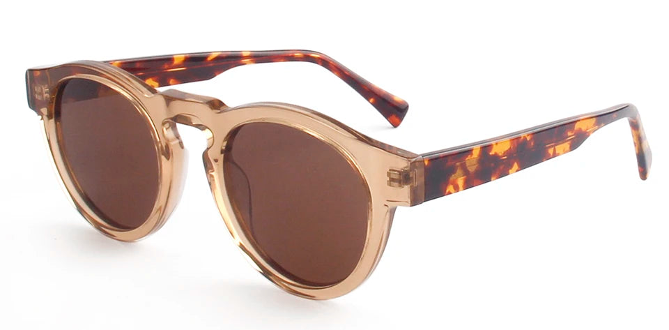 Esnbie Unisex Full Rim Oval Round Acetate Sunglasses 241001