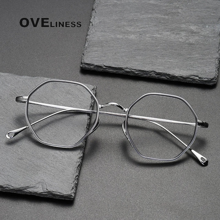 Oveliness Unisex Full Rim Polygon Titanium Acetate Eyeglasses O7311 Full Rim Oveliness   