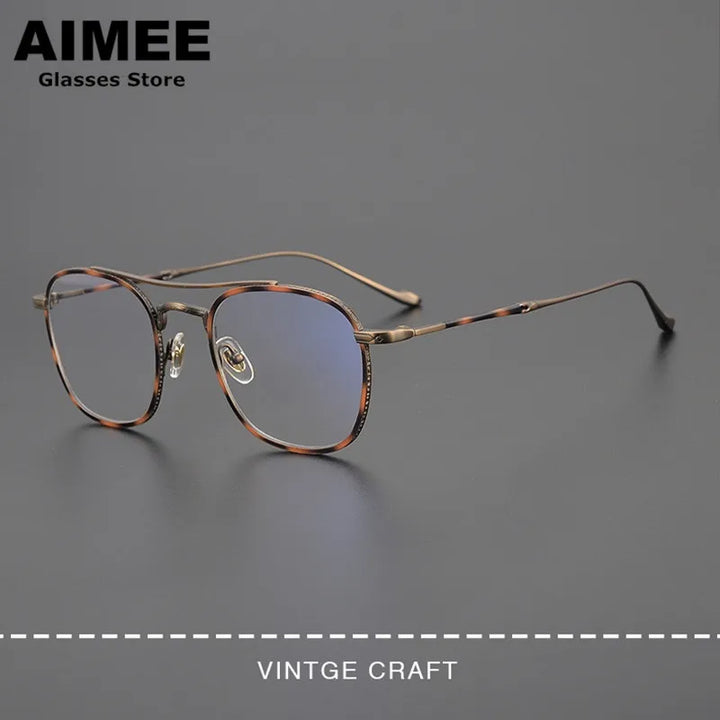 Aimee Unisex Full Rim Square Double Bridge Titanium Eyeglasses 5925 Full Rim Aimee   