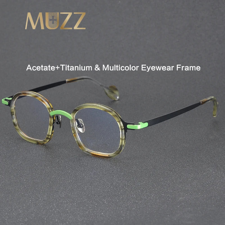 Muzz Unisex Full Rim Oval Square Acetate Titanium Eyeglasses 817003