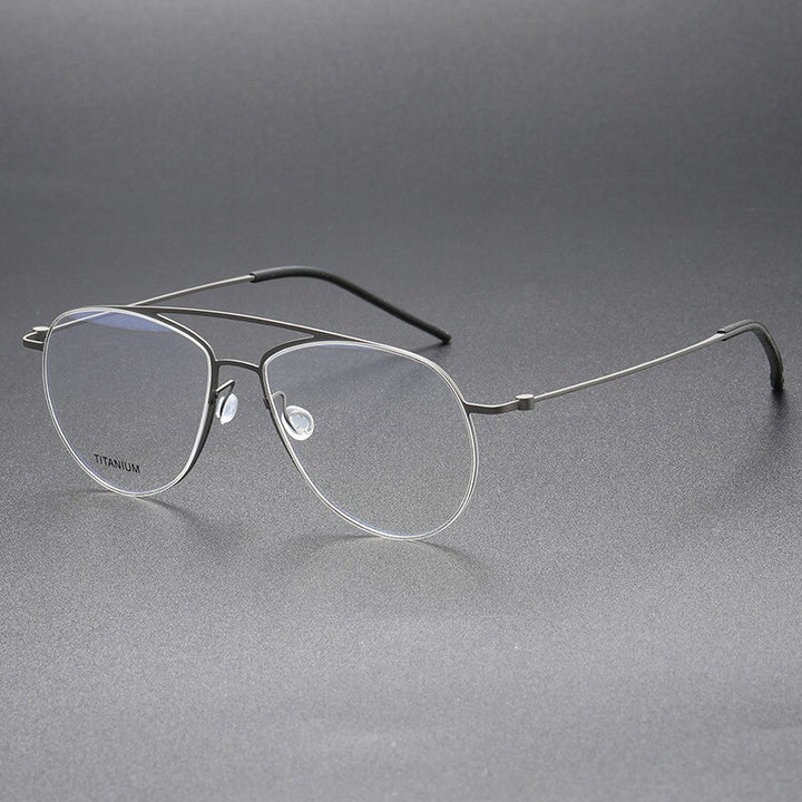 Aissuarvey Men's Full Rim Round Double Bridge Titanium Eyeglasses 554615 Full Rim Aissuarvey Eyeglasses Gray CN 