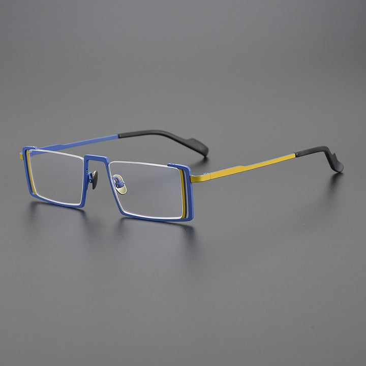 Gatenac Unisex Full Rim Square Titanium Eyeglasses Gxyj1083 Full Rim Gatenac Blue  