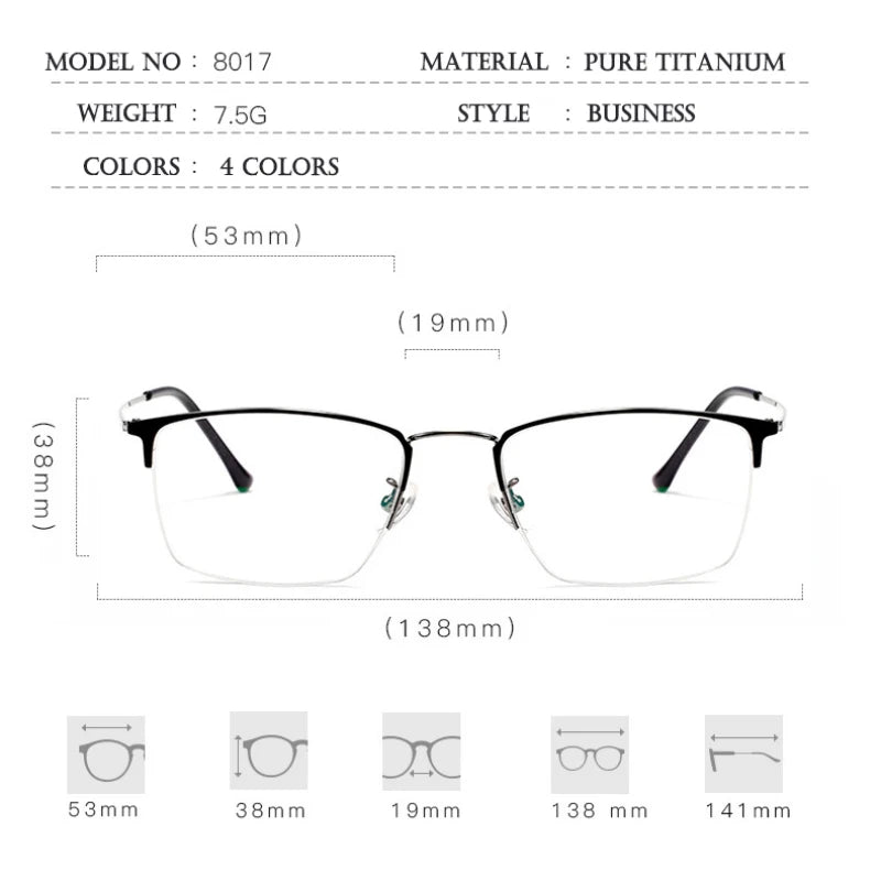 Hotochki Men's Semi Rim Square Titanium Eyeglasses J8017 Semi Rim Hotochki   