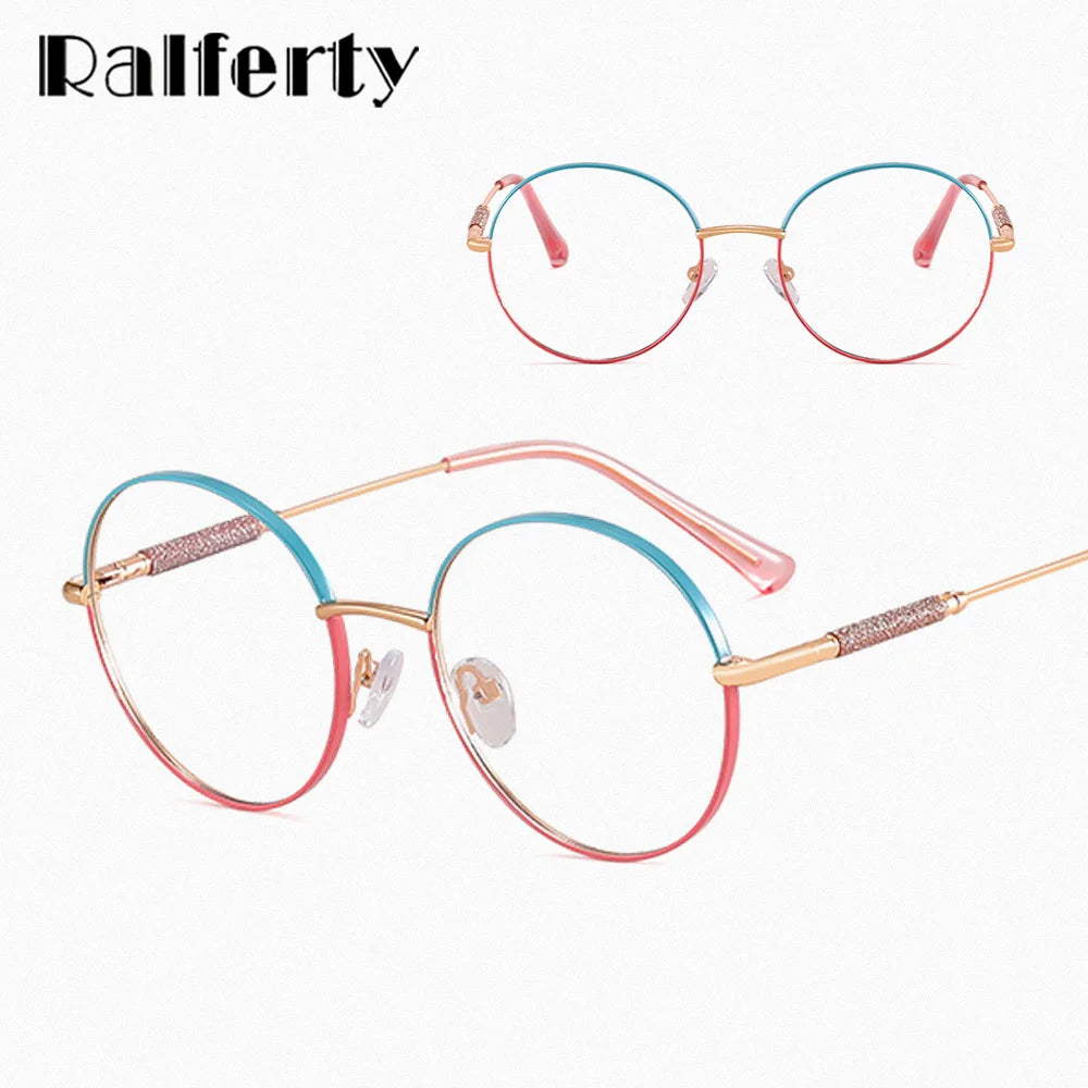 Ralferty Women's Full Rim Round Alloy Acetate Eyeglasses 95818 Full Rim Ralferty   