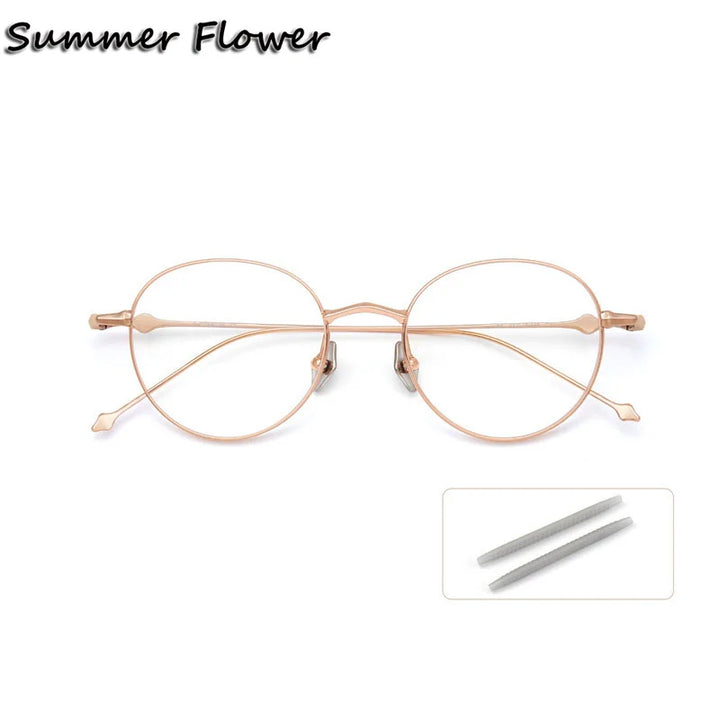 Summer Flower Women's Full Rim Round Titanium Eyeglasses 19138
