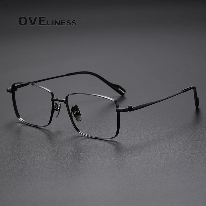 Oveliness Unisex Full Rim Rectangle Titanium Eyeglasses 81014 Full Rim Oveliness black  