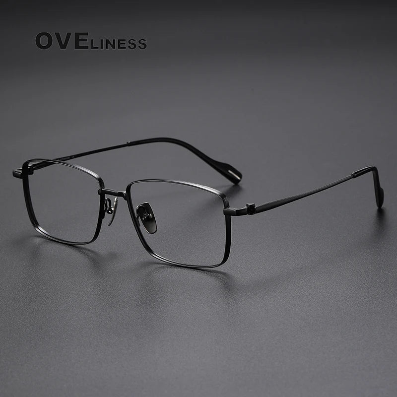 Oveliness Men's Full Rim Square Polygon Titanium Eyeglasses 81014