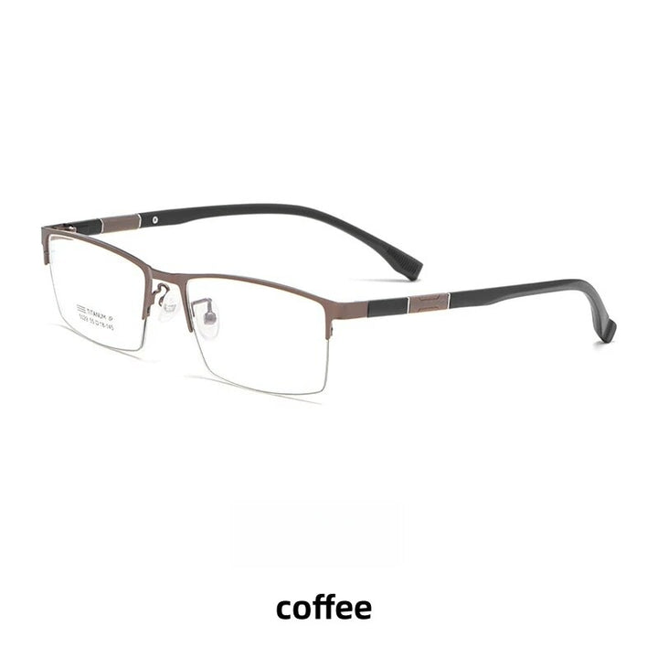 KatKani Men's Full Rim Large Square Tr 90 Titanium Eyeglasses 5029 Full Rim KatKani Eyeglasses coffee  