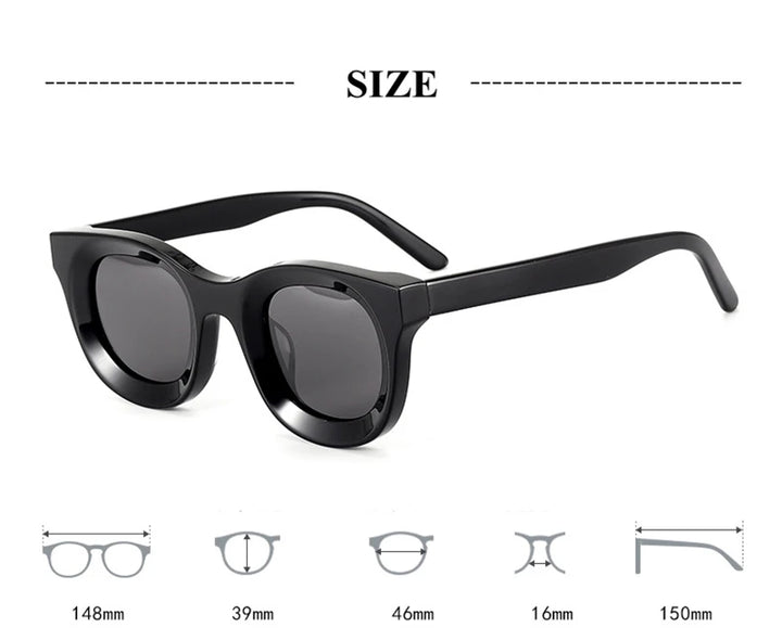 Black Mask Unisex Full Rim Square Thick Acetate Polarized Sunglasses S6688 Full Rim Black Mask   