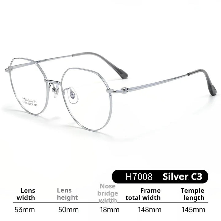 Momoja Unisex Full Rim Flat Top Round Titanium Eyeglasses 77008