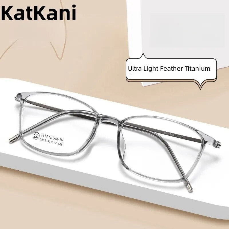 KatKani Women's Full Rim Square Tr 90 Titanium Eyeglasses 6805 Full Rim KatKani Eyeglasses   