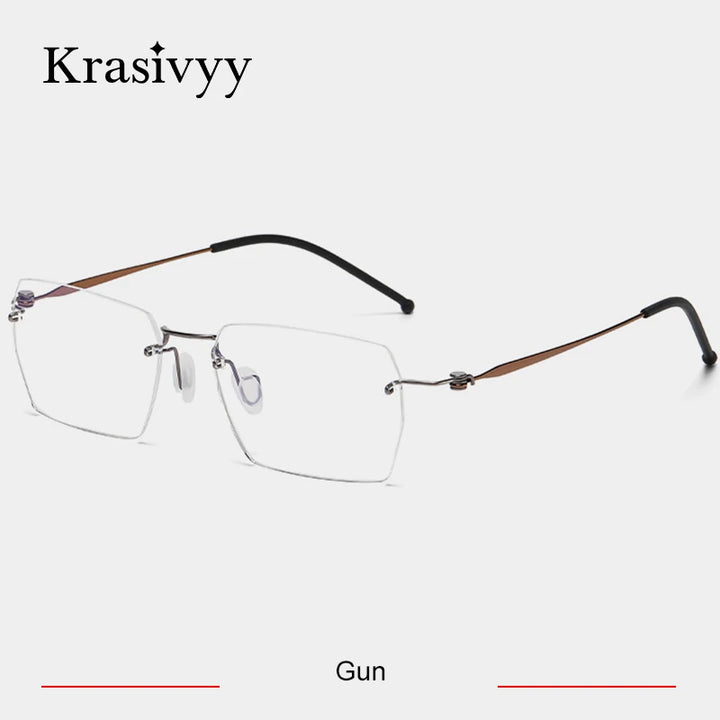 Krasivyy Unisex Rimless Square Titanium Alloy Eyeglasses 45937