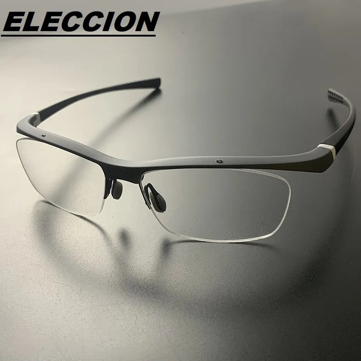 Eleccion Men's Semi Rim Square Tr 90 Titanium Sport Eyeglasses 17027