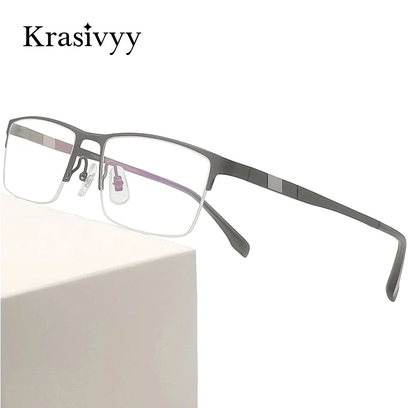 Krasivyy Men's Semi-Rim Square Titanium Eyeglasses 20279 Semi Rim Krasivyy