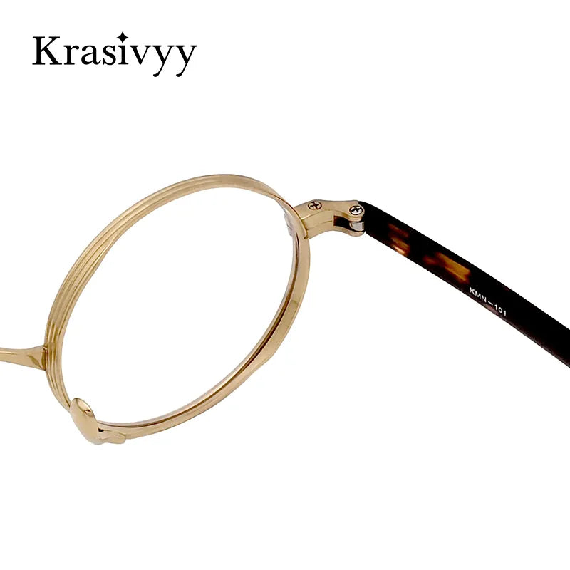 Krazivyy Men's Full Rim Small Round Titanium Eyeglasses Kr101 Full Rim Krasivyy   