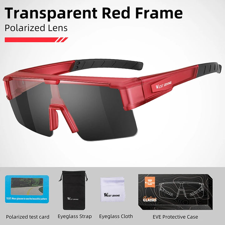 West Biking Unisex Semi Rim Square Polycarbonate Over Frame Sunglasses 930703