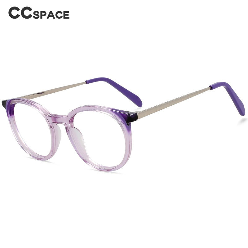 CCspace Unisex Full Rim Small Round Acetate Eyeglasses 55912 Full Rim CCspace   