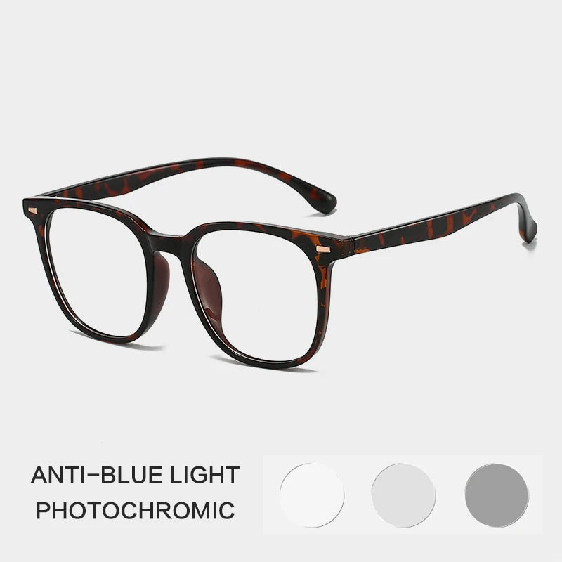 Gatenac Unisex Full Rim Square Tr 90 Titanium Photochromic Reading Glasses G61351