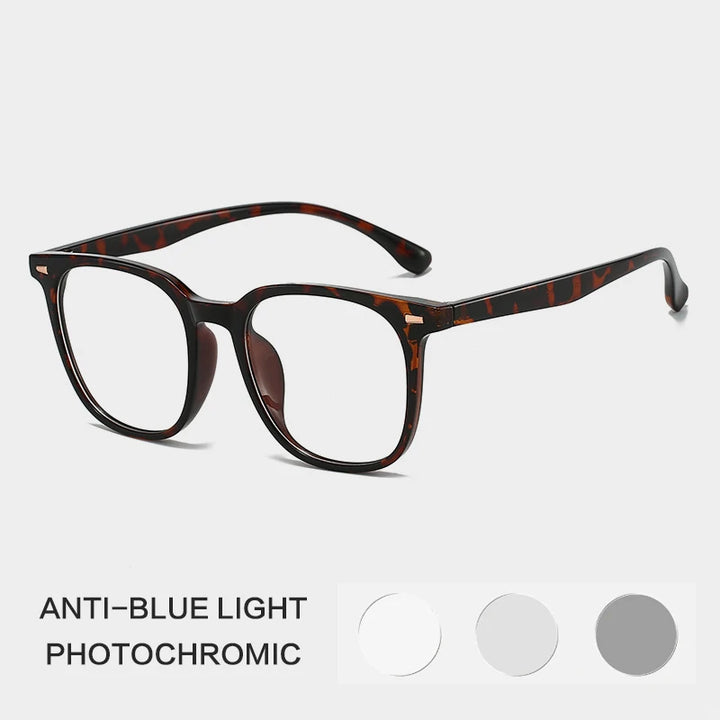 Gatenac Unisex Full Rim Square Tr 90 Titanium Photochromic Reading Glasses G61351