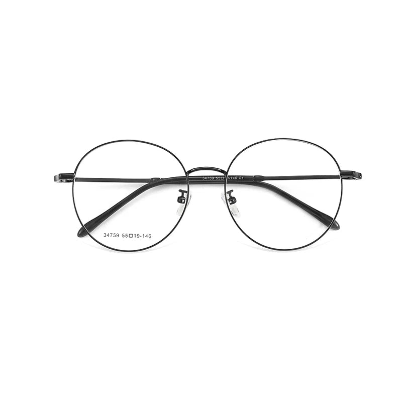 KatKani Unisex Full Rim Round Alloy Eyeglasses 34759 Full Rim KatKani Eyeglasses Black  