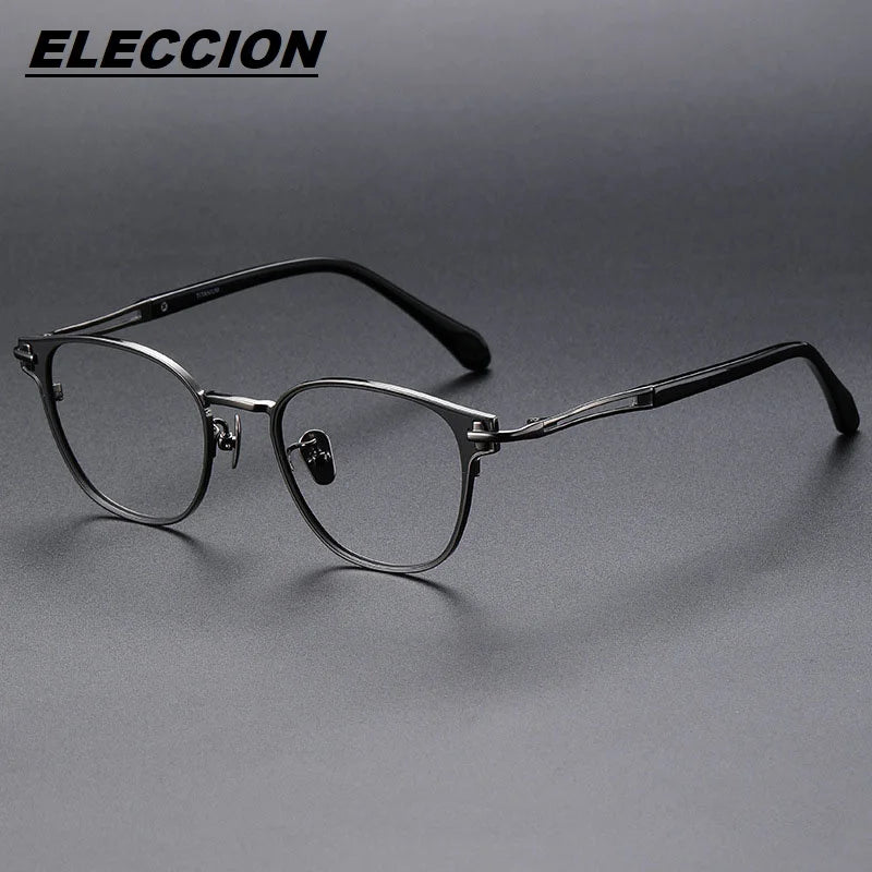 Eleccion Women's Full Rim Square Titanium Acetate Eyeglasses 13620 Full Rim Eleccion Gun CHINA