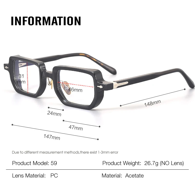 Muzz Men's Full Rim Square Brow Line Acetate Eyeglasses 921259