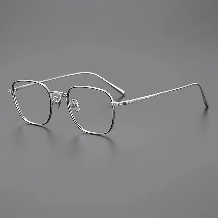 Black Mask Unisex Full Rim Square Titanium Eyeglasses 1074 Full Rim Black Mask Black-Silver  