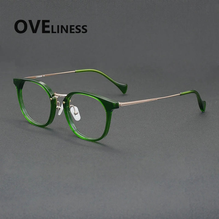 Oveliness Unisex Full Rim Round Acetate Titanium Eyeglasses 936019