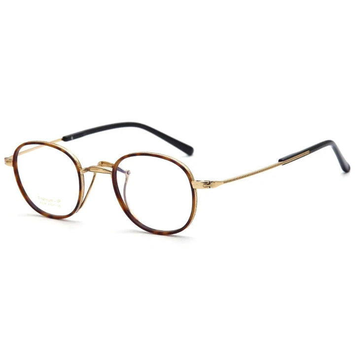 Aror Women's Full Rim Polygon Oval Titanium Acetate Eyeglasses 80834 Full Rim Aror Gold