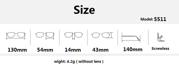 Aimee Women's Full Rim Square Screwless Titanium Eyeglasses 75511