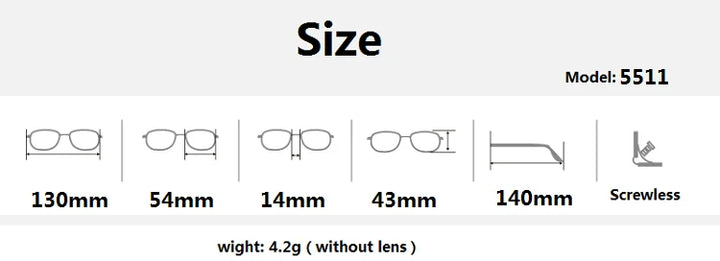 Aimee Women's Full Rim Square Screwless Titanium Eyeglasses 75511