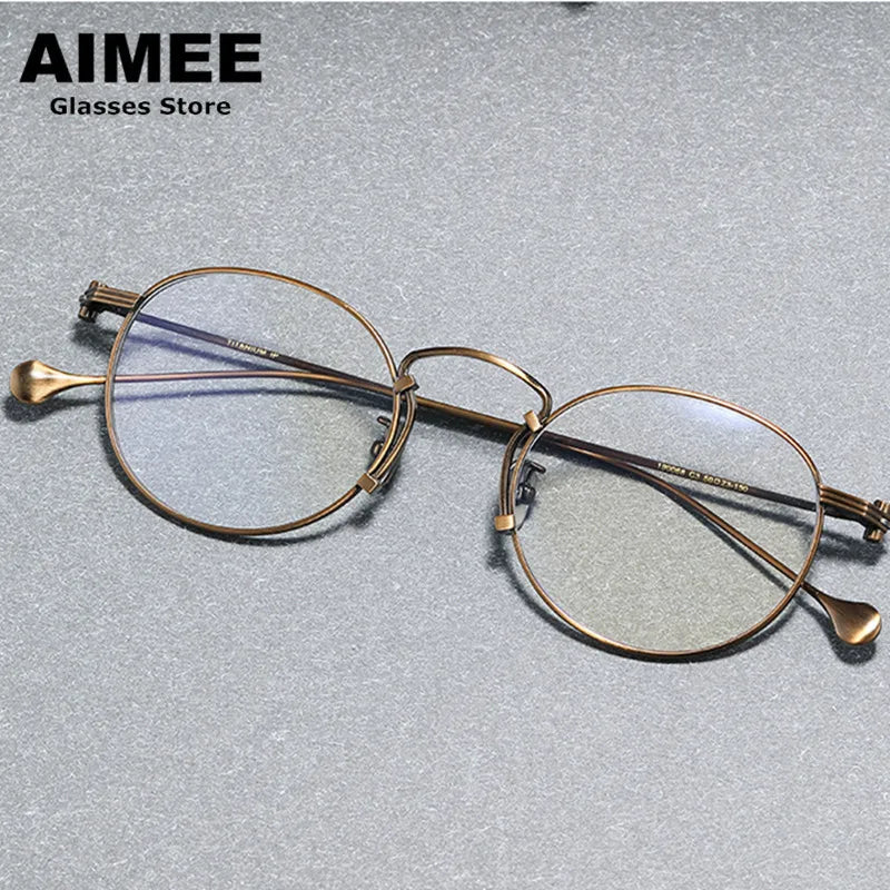 Aimee Unisex Full Rim Round Titanium Eyeglasses 190068 Full Rim Aimee Bronze  