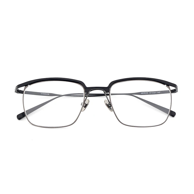 Bobbie Unisex Semi Rim Square Brow Line Titanium Eyeglasses 415121