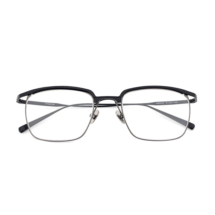 Bobbie Unisex Semi Rim Square Brow Line Titanium Eyeglasses 415121