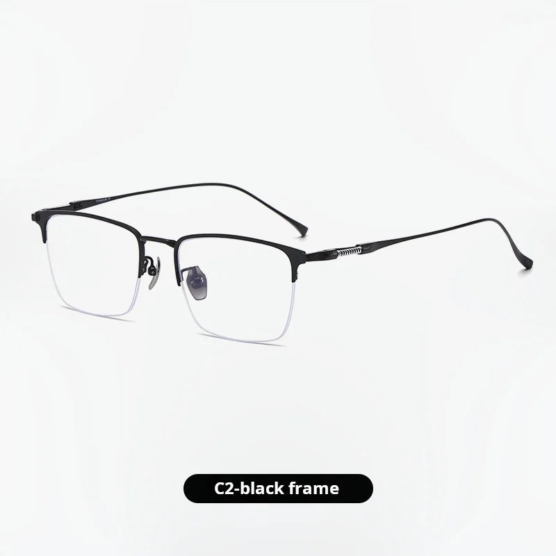 Momoja Unisex Semi Rim Big Brow Line Square Titanium Eyeglasses 729011