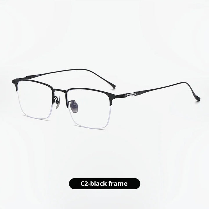 Momoja Unisex Semi Rim Big Brow Line Square Titanium Eyeglasses 729011