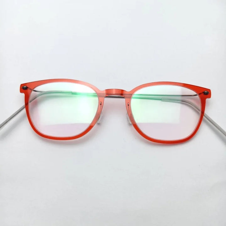 Bobbie Unisex Full Rim Square Acetate Titanium Eyeglasses 596609