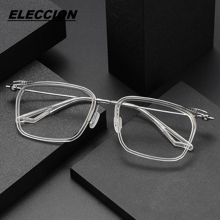 Eleccion Unisex Full Rim Square Titanium Acetate Eyeglasses 80863