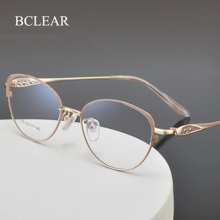 Bclear Women's Full Rim Oval Cat Eye Alloy Eyeglasses 61190