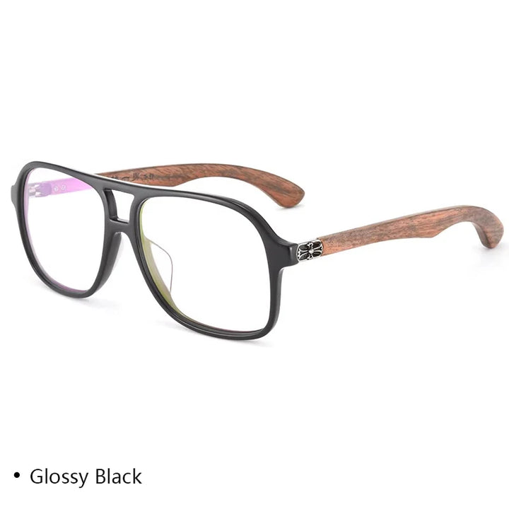 Hdcrafter Unisex Full Rim Double Bridge Square Wood Frames 458000 — view 4 | Hdcrafter Eyeglasses at FuzWeb
